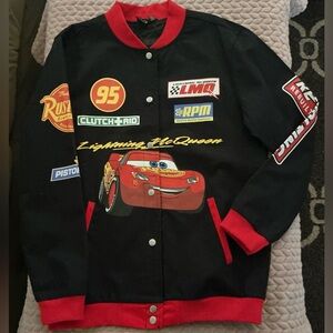 New Disney Pixar CARS Lightning McQueen JACKET adult XS Pockets Cotton Lined (B)